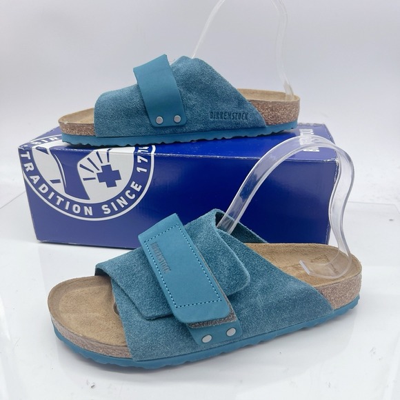 Birkenstock Kyoto Sandal Deep Turquoise Suede Leather EU 38 Womens US 7- 7.5 - Picture 4 of 13